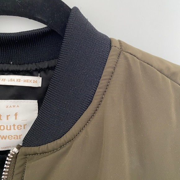 EUC Zara Olive Green Bomber Jacket - Picture 8 of 9